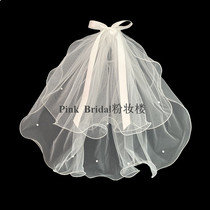 New certificate registration bow small veil Child princess veil short travel photo bridal headdress super fairy wedding dress