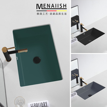Embedded flat-bottomed ceramic square under-counter basin wash basin single basin round bathroom wash stone under-basin large capacity