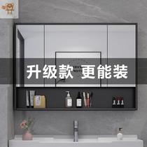  Bathroom mirror cabinet Locker Bathroom mirror with shelf Solid wood bathroom cabinet mirror Toilet dressing