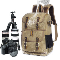 Photo bag SLR shoulder backpack waterproof large capacity retro canvas backpack notebook camera liner backpack