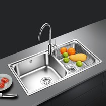 Olin stainless steel sink double tank (easy clean technology 50 rear type sink) Actually home 411N-1