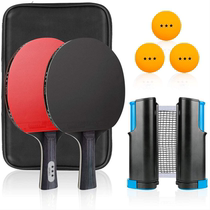 Table tennis set 2 beat 3 ball ping pong portable net frame family sports table tennis long handle horizontal beat reverse glue table tennis racket