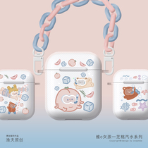 Fisherman original ear case standing protective cover for Apple airpods2 1 generation pro cute retro hanging chain