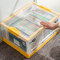 Book box folding book storage box student Household Book transparent finishing storage box storage artifact with pulley
