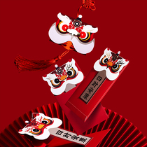 Chinese style New Year Spring Festival red envelope 2021 personality retro creative lion lion dance lion dance New Year profit seal hanging ornaments knots