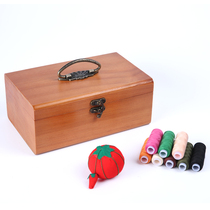 Vintage solid wood needlework box set Household portable large needlework bag needlework storage box Hand-sewn sewing tool thread