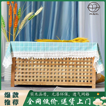 Norse style solid wood storage box large grid can sit in the box homestay log long table storage box coffee table