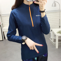 Outdoor sports quick-drying clothes female spring and autumn long sleeve collar hike sweat absorption elasticity thin breathable mountaineering quick-drying T-shirt