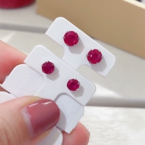 Platinum inlaid natural Ruby round earrings