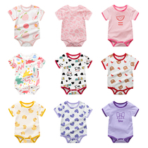 Female Baby Triangle Conjoined Khaama Summer Baby Thin sleeping clothes newborn bag fart clothes short sleeves Climbing Suit Summer Clothes