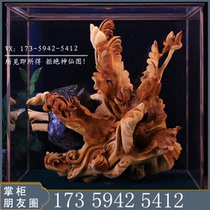 Taihang cliff cypress a heron Liansheng two-color material root carving crafts Home living room office can be customized ornamental products