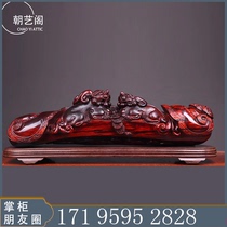 Wood carving (brave Ruyi) God Beast Indian small leaf Red Sandalwood High density hand carved mahogany ornaments