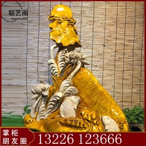 Golden Silk Nanmu Root Carving (more than a year old) Lotus carp Carp Strokes of Zhen Shui Corrugated Engraving Handicraft
