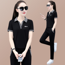 Sportswear Suit Womens Summer 2022 New Loose Flap Short Sleeve Long Pants Fashion Casual Ladies Style Two Sets