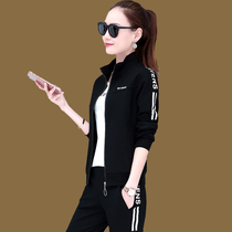 Sports suit womens spring and Autumn season 2021 new fashion womens casual clothes loose long-sleeved sweater three-piece running set