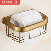 Antique toilet paper holder all copper European tissue rack toilet tissue box roll paper holder non-perforated toilet paper box