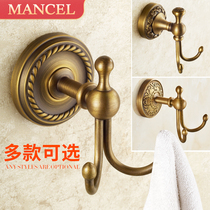 All copper clothes hook single European toilet single hook antique non-perforated towel adhesive hook toilet clothes coat hook