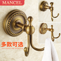 Full copper hanging clothes hook single European style toilet single hook imitation ancient free punching towel hook toilet clothes clothe hood hook