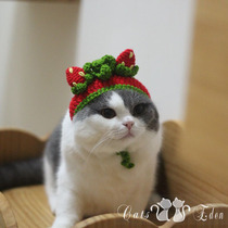 Pet handmade wool woven cat dog strawberry hat dog Teddy Bo American short Persian cat head mash