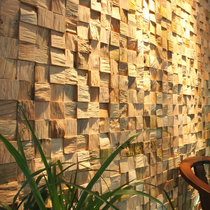 Solid wood mosaic TV background wall cafe Teahouse log decoration material old boat wood background wall porch Wall