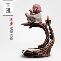  Jintuan little monk tea pet decoration Reverse flow incense burner creative decoration Large room Buddha tea play tea ceremony accessories