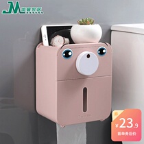 Toilet tissue box toilet creative waterproof non-perforated cute bathroom wall-mounted shelf cartoon roll paper box