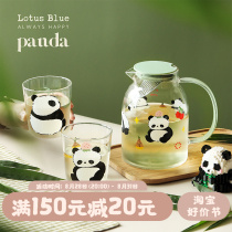 Blue Lotus Home Panda Small Flower Flowers High Temperature Resistant Home Glass Cool Kettle Water Glass Suit Cold Kettle Big