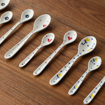 Blue Lotus home creative retro ceramic spoon mixing spoon household dessert spoon coffee spoon childrens rice spoon