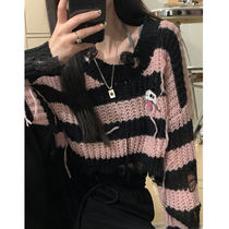 Pink Hot Girl Streaks Loose with Lazy Wind Sweater 2022 Spring Summer New Design Sense Little Korean Ensemble Short blouses