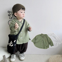 Childrens Clothing Spring Autumn New Children Long Sleeve Han Edition Loose Bat Sleeve Shirt Male Baby Pure Cotton Foreign Air Hitting Bottom Lining Clothes