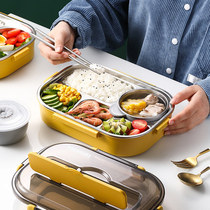  Stainless steel 304 lunch box office workers insulation large-capacity lunch box separated canteen eating student lunch box