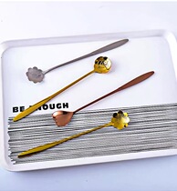 Net red ins flower type spoon golden cherry blossom spoon creative coffee dessert milk tea long handle household stirring spoon