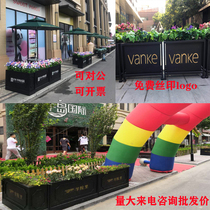 Outdoor wrought iron flower box combination stainless steel flower bed sales department aluminum alloy flower trough guardrail Commercial Street fence flower stand