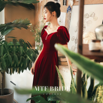 Manchen Fang (Elena) toast bride 2021 new female red wedding dress engagement dress