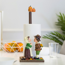 Kitchen tissue rack with paper hanger cute creative cartoon roll paper vertical oil absorption paper storage non-perforated toilet