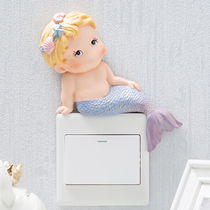 Switch sticker decorative wall sticker frame protective cover 3d three-dimensional household socket luminous cartoon resin children Wall