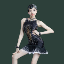 Professional Latin dance competition uniforms childrens diamond performers adult tassel black costumes just practice uniforms