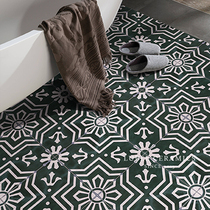 Dark green handmade tiles floor tiles retro tiles small tiles balcony bathroom bathroom kitchen wall tiles Nordic