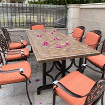 Outdoor cast aluminum table and chair combination European courtyard leisure table and chair marble outdoor table and chair balcony chair