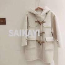 Spot Child Clothing Girl Bifacial Cashmere Winter 2021 Children in the middle length jacket buffalo horn buckle Lions men and women