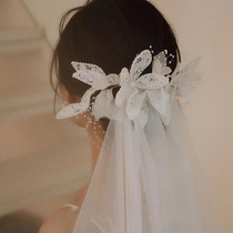 Bride Korean veil simple wedding dress retro lace temperament wedding photo flower beautiful photo photo accessories