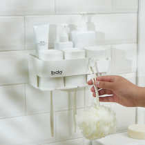 Toothbrush rack no hole mouthwash Cup brush Cup toilet wall wall suction three home dental set