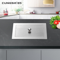 Shisha Stainless Steel Kitchen Countertops Flush bin Tigul lid cabinet sink Desktop bar Hide Clean Barrel