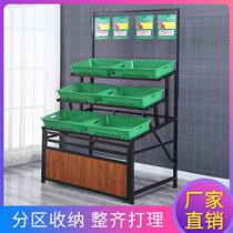 Supermarket vegetable and fruit shelves Three-layer vegetable fresh fruit store shelves Fruit and vegetable shelves Fruit and vegetable display racks