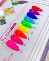Porphyr international happy fluorescent color 9-color set nail oil glue Candy color glue Jumping candy nail light therapy glue