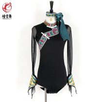 Smoke cloud dance Tibetan dance ethnic minority performance practice suit Female adult Tibetan stage performance practice top