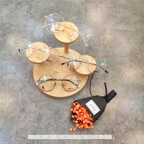 New bamboo and wood display rack window glasses shelf retro display props round glasses props display stand