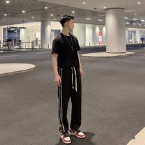 NANHERO casual fashion hanging stripe trousers mens 2021 autumn and winter New loose straight casual sweatpants