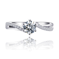 White 18K gold diamond ring Women to 1 karat of 20 points marriage proposal masonry ring AU750 diamond ring real diamonds