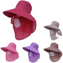 Summer pick tea cap outdoor working long eaves sun protection neck cover with face breathable windproof anti-dust sun hat Summer sunscreen